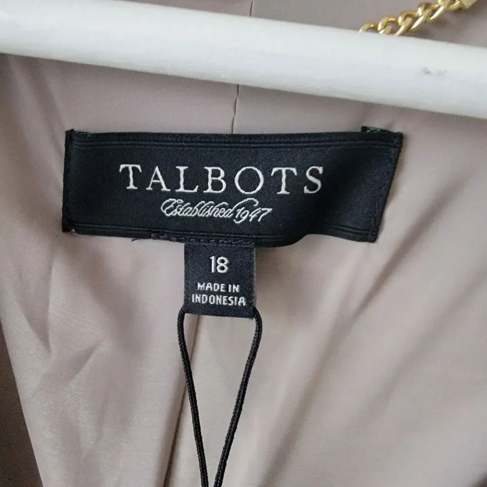 Talbots womens Lime Green Tweed Blazer SZ 18 pockets Single Button Fully Lined